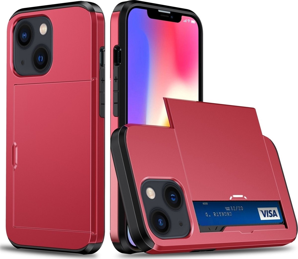 Mobigear Hoesje geschikt voor Apple iPhone 15 Plus Telefoonhoesje met Kaarthouder Hardcase | Mobigear Card Backcover Shockproof met Pasjeshouder | Kaarthouder voor 2 Pasjes | Hoesje voor Pinpas / OV Kaart / Rijbewijs | Schokbestendig iPhone 15 Plus