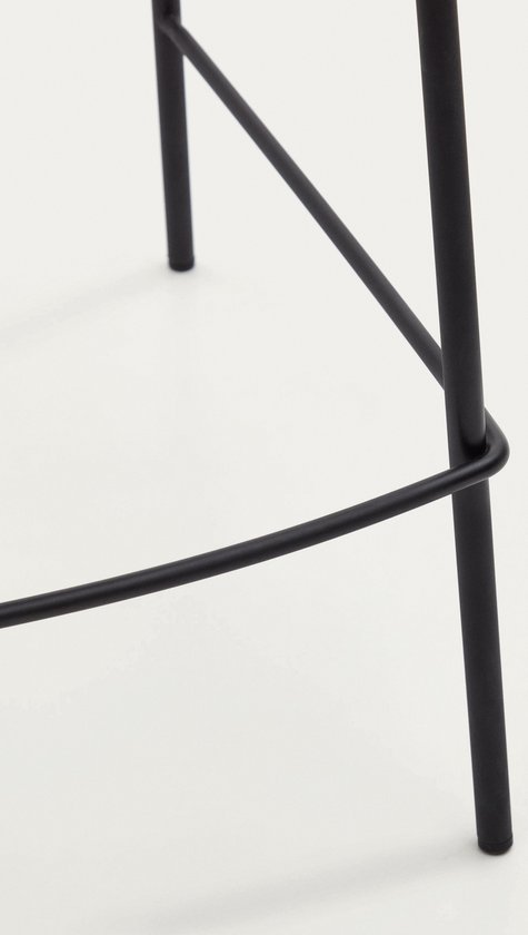 Kave Home - Tabouret Yvette gris clair avec acier finition noire, hauteur 65 cm