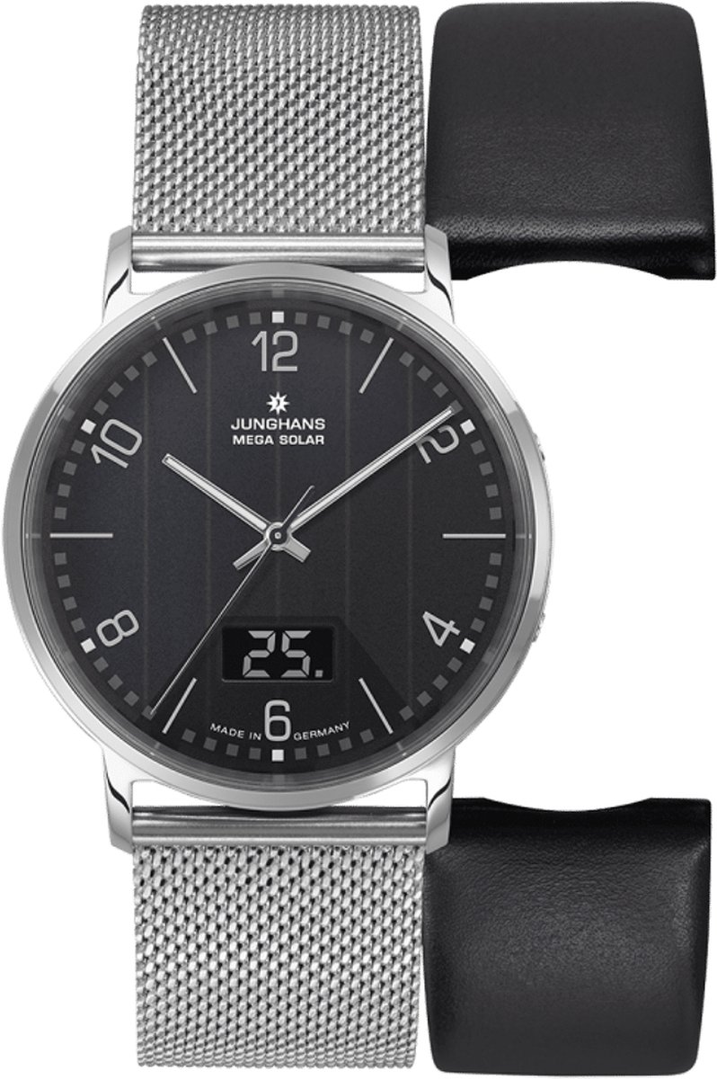 Junghans Milano Mega Solar 56-4628.44 - heren horloge - luxe horloge - radiogestuurde horloge - zonnepaneel