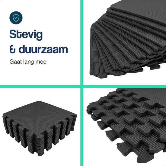 Hulser Puzzelmat - 30 x 30 x 1 cm - 12 stuks - 1,08 m2 - EVA foam mat - Fitnessmat ondergrond - Vloerbeschermer tegels - Rubberen isolatiemat extra dik - Fitness vloer ondertegels - Baby speelmat - Sportvloer kruipmat - Tenttapijt schuimmat - Zwembad