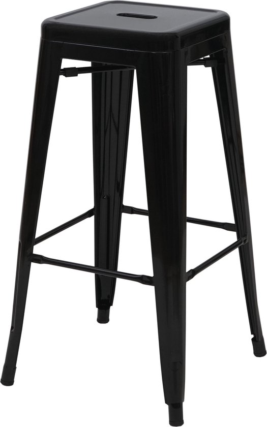 Barkruk MCW-A73, barkruk tegenkruk, metalen industrieel ontwerp stapelbaar ~ zwart