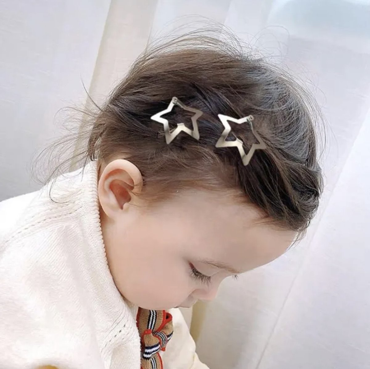 Hiden | Haarclips Set - Haarspelden Set - Haarspeld - Haarklemmen - Haar Accessoires - Kinderen | Silver Stars - 5 stuks