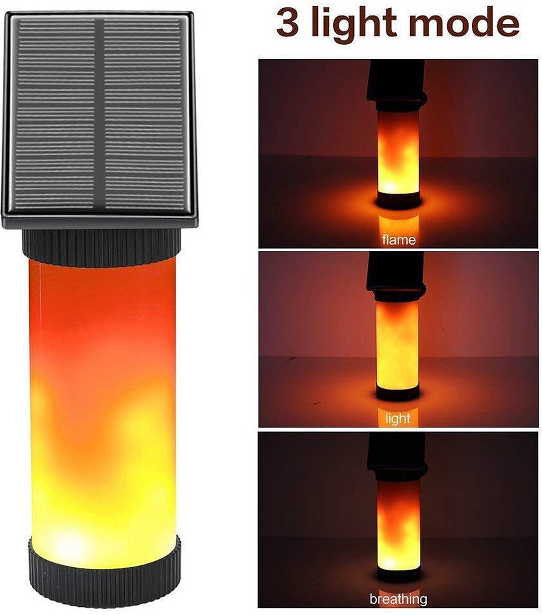Solar Lamp - Led Solar Aangedreven Flikkerende Vlam Wandlamp Voor Tuin Decor - Waterdichte Outdoor Tuin Verlichting - IP65 - Outdoor