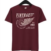 A Vintage Motorcycle Addict Est 2003 | Retro Verjaardag Motor Cadeau Shirt - T-Shirt - Unisex - Burgundy - Maat S