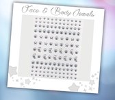 Face & Body Jewels (130 Diamantjes Sterren/Manen Transparant) [Dots Strass Steentjes met Zelfklevend Plaklaag - Sticker Diamantjes voor Lichaam en Gezicht - Festival Tattoo Set Outfit Glitter - Juwelen Rhinestones Rhine stones]