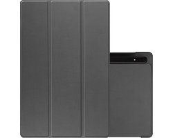 Hoes - Geschikt voor Samsung Galaxy Tab S9 Ultra - Dun & Stevig - Trifold Bookcase - Hard Cover Case - Met Uitsparing Geschikt voor S Pen - Hardcover Book - Tablet Hoesje - Grijs