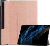 Hoes Geschikt voor Samsung Galaxy Tab S9 Ultra Hoes Luxe Hoesje Case Met Uitsparing Geschikt voor S Pen - Hoesje Geschikt voor Samsung Tab S9 Ultra Hoes Cover - Rosé goud