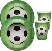 Voetbal feest wegwerp servies set - 20x bordjes / 20x bekers - groen