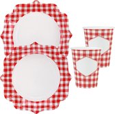 Boeren ruitjes feest wegwerp servies set - 20x bordjes / 20x bekers - Oktoberfest