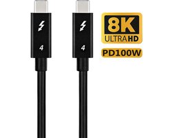 NÖRDIC Thunderbolt 4 USB-C Kabel - 40 Gbps - 100W opladen - 8K video compatibel met USB 4 - Thunderbolt 3/4 - 3m - Zwart