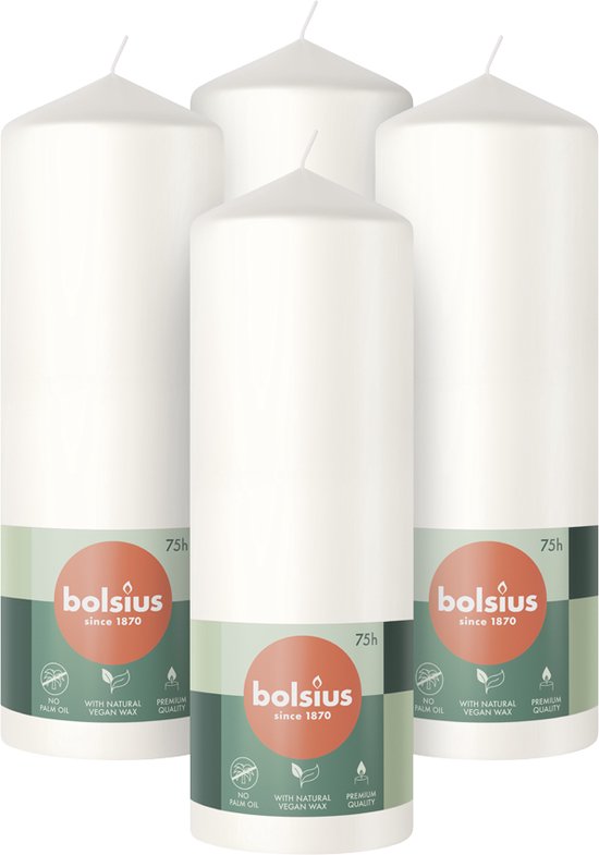 Bolsius - Bougies cylindriques - 20cm - 4 pièces - Wit