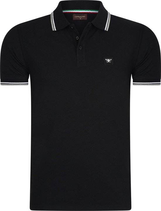 Cappuccino Italia - Heren Polo SS Polo Applique Pique - Zwart - Maat XL
