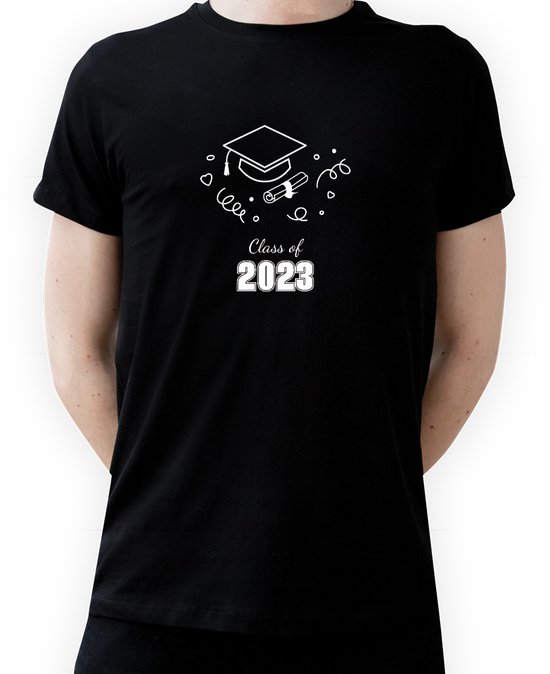 T-shirt Geslaagd Class of 2023|Fotofabriek T-shirt Geslaagd|Zwart T-shirt maat M| T-shirt met print (M)(Unisex)