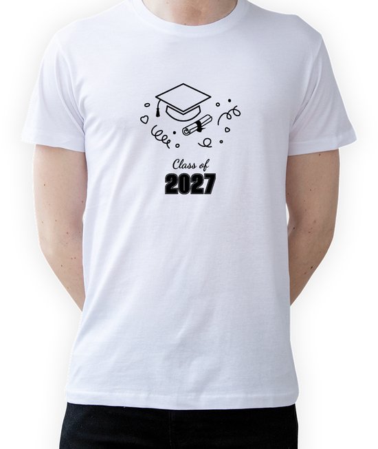 T-shirt Geslaagd Class of 2027|Fotofabriek T-shirt Geslaagd|Wit T-shirt maat L| T-shirt met print (L)(Unisex)