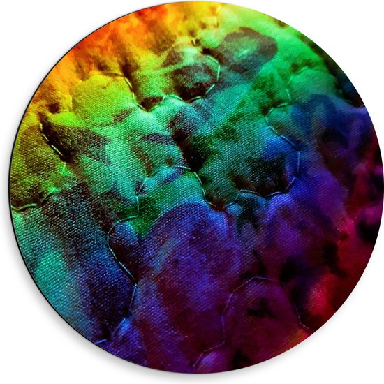 Dibond Muurcirkel - Stof - Kleuren - Regenboog - 50x50 cm Foto op Aluminium Muurcirkel (met ophangsysteem)