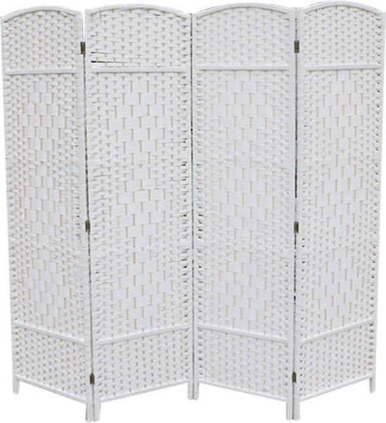 Lowander kamerscherm 170x160 cm – Roomdivider | Scheidingswand – 4 panelen – Wit