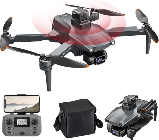 LUXWALLET Chopper X Dodge - 21.6KM/h Drone - WiFi GPS 1080P Full HD Drone – Laser Obstacle Avoidance - EIS Stabilisator - 1200 Meter Afstand + 2x Accu