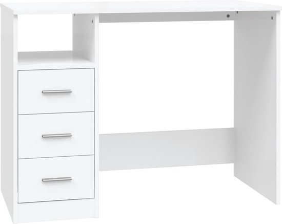 vidaXL Bureau avec tiroirs 102 x 50 x 76 cm Blanc Bois traité