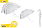 Betoverende Set van 4 Transparante Hartjes Paraplu's - Stijlvolle Handopening - Ø 95 cm - Modieus Fashion Dessin