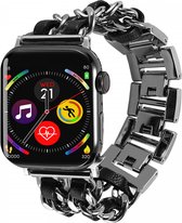 Gevlochten RVS Bandje Geschikt voor Apple Watch 1 / 2 / 3 / 4 / 5 / 6 / 7 / 8 / 9 /SE 41MM / 40MM / 38MM - Metalen Band - Roestvrij Staal - Zwart Zilver