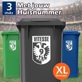 Vitesse Container Stickers XL - Voordeelset 3 stuks - Huisnummer - Voetbal Sticker voor Afvalcontainer / Kliko - Klikosticker