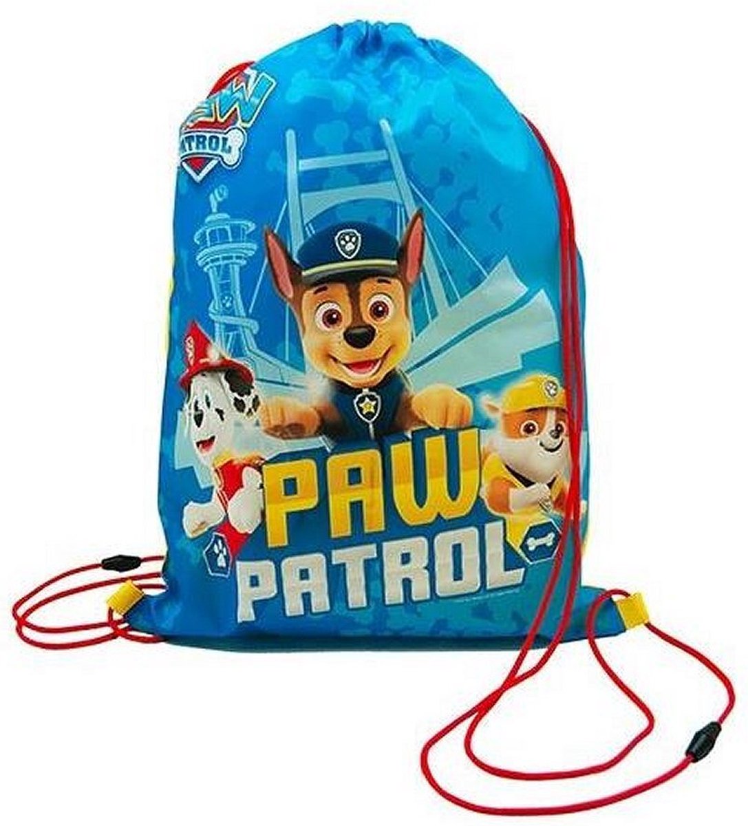 Paw Patrol Chase gymtas/rugzak/rugtas voor kinderen - blauw - polyester - 32 x 42 cm