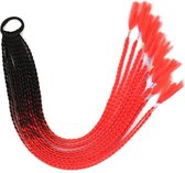 Kleurrijke Vlecht met 12 strengen Haarband Pruiken Zijde Kleurrijke Dreadlocks Paardenstaart, Kleur: Zwart rood