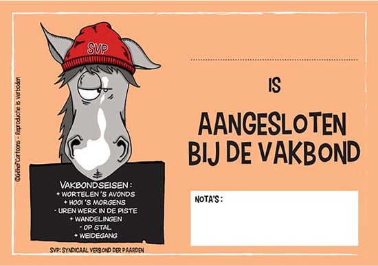 Foto: Humoristische bordjes paard vakbond