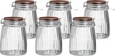 Urban Living Weckpot/inmaakpot - 6x - 1,5L - glas - met beugelsluiting - koperen deksel