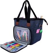 Garen Tas, Breien Organizer Tote Bag Draagbare Opbergtas voor Garens, Draagprojecten, Breinaalden, haak haken, Handleidingen en andere accessoires Blauw