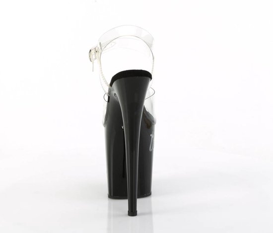 Pleaser - FLAMINGO-808NLTG Sandale avec bride à la cheville, Chaussures de pole dance - US 11 - 41 Chaussures - Zwart/ Transparent