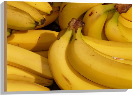 Hout - Trossen Rijpe Gele Bananen - 75x50 cm - 9 mm dik - Foto op Hout (Met Ophangsysteem)