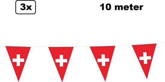 3x Ligne de drapeau Suisse 10 mètres - Fête à thème du festival Landen  ligne de... | bol