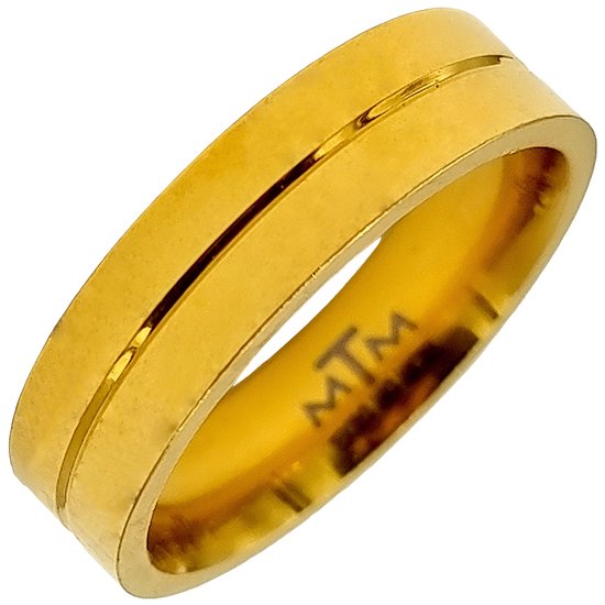 Tesoro Mio Michel – Ring man - Edelstaal in kleur goud – 21 mm / maat 66 - Goudkleurig