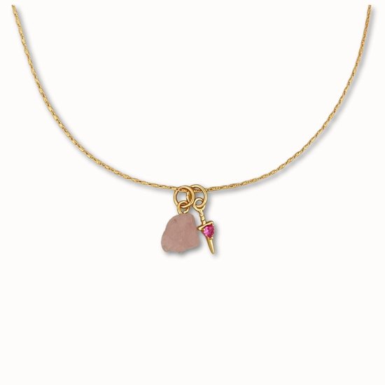 ByNouck Jewelry - Collier Rose Dagger - Bijoux - Collier Femme - Plaqué Or - Rose - Collier