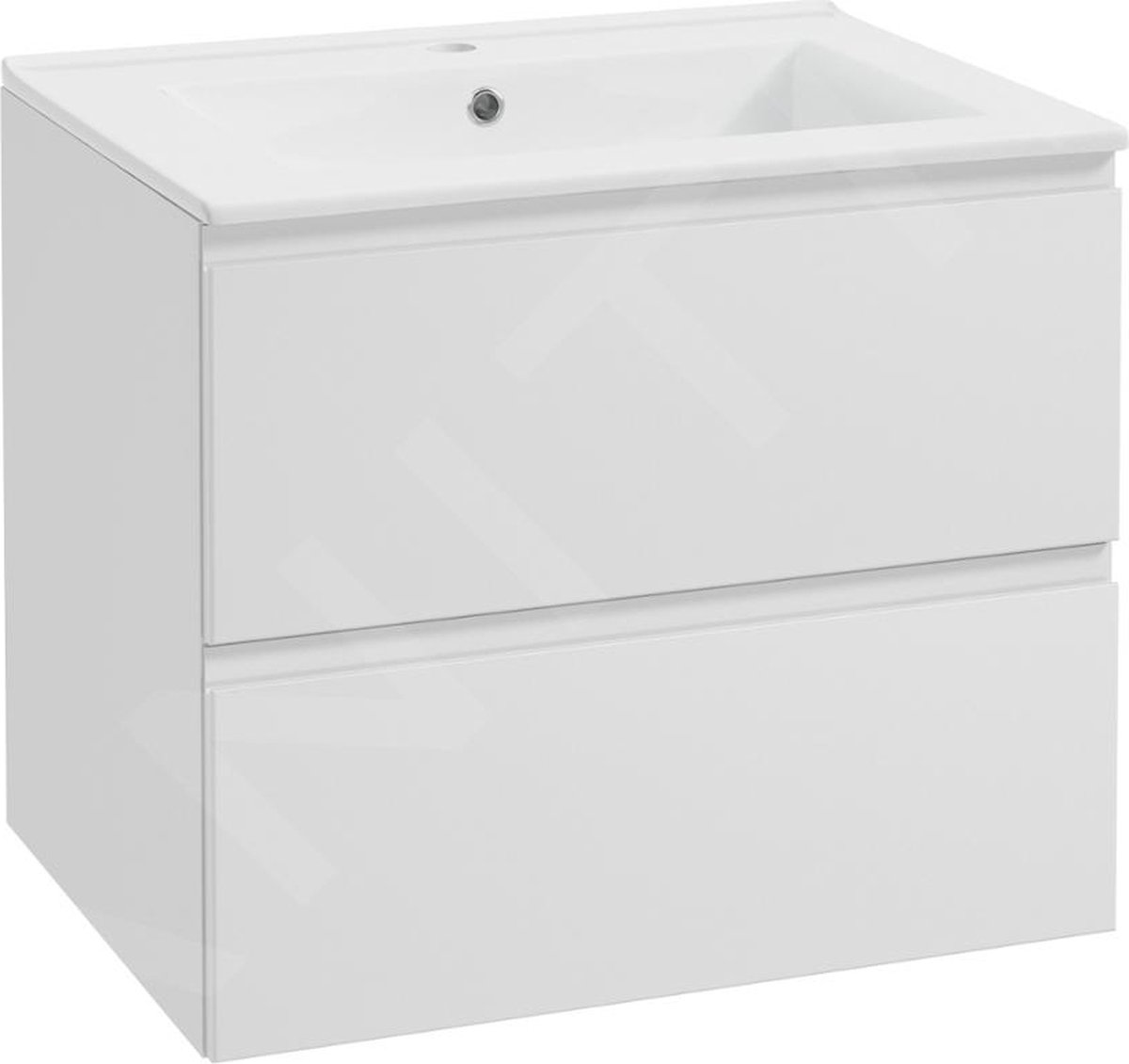 kielle Oudee - Wastafelkast met wastafel, 60x55x46 cm, 2 laden, glanzend wit 50002S60