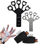 2023 Finger Extensor Exerciser, handtrainer vingertrainer, set van 2 verstelbare handtrainer onderarmtrainer, siliconen gripvingertrainer voor verbetering van de functie en beweging van de vingers