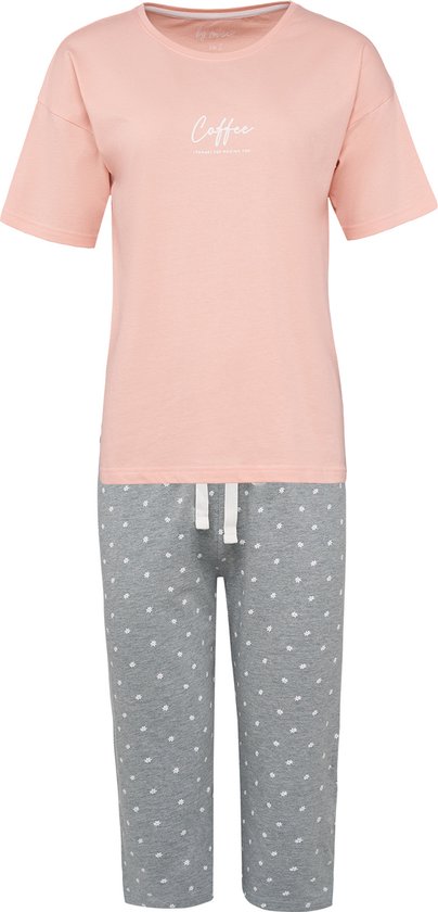 By Louise Dames Capri Korte Pyjama Set Soft Orange - Maat XL