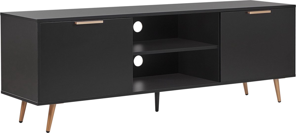 Beliani INDIO - TV-meubel - Zwart - Vezelplaat