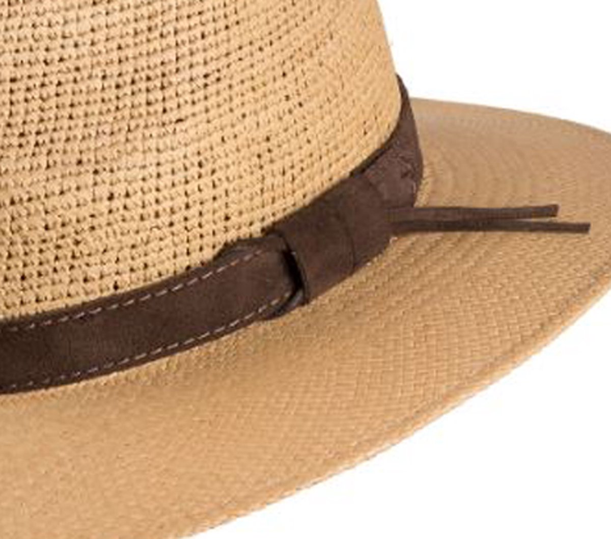 Breiter Originele panama-hoed, strohoed, zomerhoed, met uv-bescherming 50 , leren band-set, siliconen versterking, made in Ecuador, wit, zwarte band, 60 cm