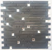 Mozaiek tegel - 30 x 30 cm - Leisteen met diamant glas - Antraciet zwart - 050M