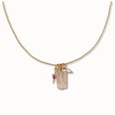 ByNouck Jewelry - Ketting Pink Heartbeat - Sieraden - Dames Ketting - Roze - Verguld - Halsketting