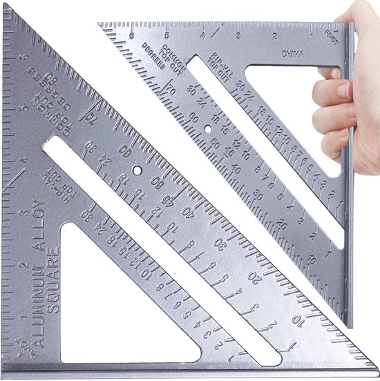 T.R. Tools Speed Square - Winkelhaak - Timmerman Meet Driehoek - Blokhaak gemaakt van Aluminium - 5 in 1 Gradendriehoek