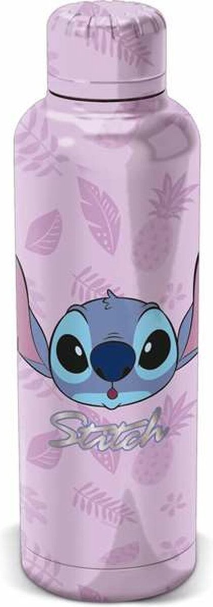 Stor Stainless Steel Thermos Stitch Palms 515ml Water Bottle Pink