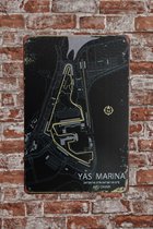Wandbord – Yas Marina Abu Dhabi - Metalen wandbord - Wandborden – Formule 1 - Metalen bord - Mancave - Mancave decoratie - Tekst bord - Retro - Metal sign - Bar decoratie - Decoratie - Metalen borden - Cadeau - UV bestendig - 20 x 30cm – Cave & Garde