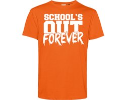T-shirt School's Out Forever | Geslaagd Cadeau | Afgestudeerd | Diploma | Oranje | maat S