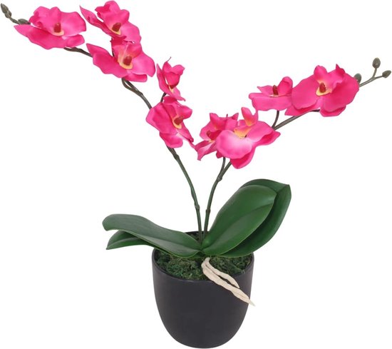 vidaXL - Kunstplant - orchidee - met - pot - 30 - cm - rood