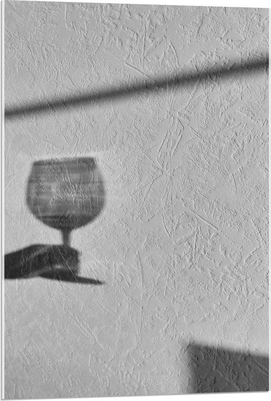 Acrylglas - Schaduw van Glas in Hand - 60x90 cm Foto op Acrylglas (Wanddecoratie op Acrylaat)
