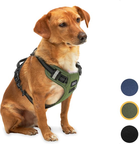 Harnais pour chien - Harnais anti- Trek - Harnais pour chien - Y Harness Dog - Réfléchissant - Vert - Taille S