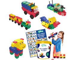 foto van Clics Build & Play 8-in-1 bouwblokken– DUURZAAM SPEELGOED gemaakt van GERECYCLEERDE kunststof- bouwset 5 in 1 - speelgoed 4,5,6,7,8 jaar jongens en meisjes- educatief speelgoed- Montessori speelgoed- constructie speelgoed